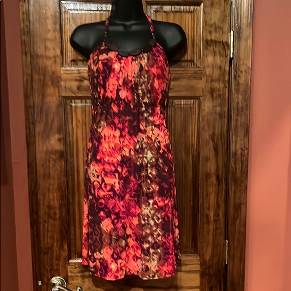 Vibrant Sunset Hue Halter Dress - Picture 1 of 7